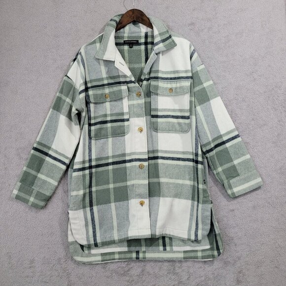 Banana Republic Women's M Wool Blend Plaid  Button-Up Shirt Jacket - Picture 1 of 6